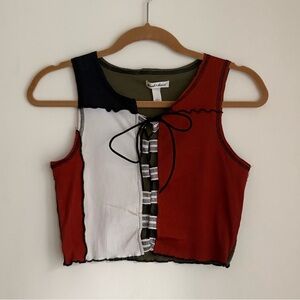 Derek Heart Multicolor Patchwork Crop Top